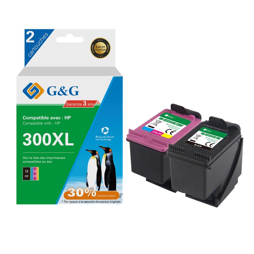 6937173407814-Cartouche remanufacturée HP 300XL - Pack de 2 - noir, cyan, magenta, jaune - G&G-P_405243030_1-0