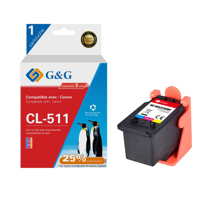 6937173407920-Cartouche remanufacturée Canon CL-511 - cyan, magenta,jaune - G&G-P_405243044_1-0