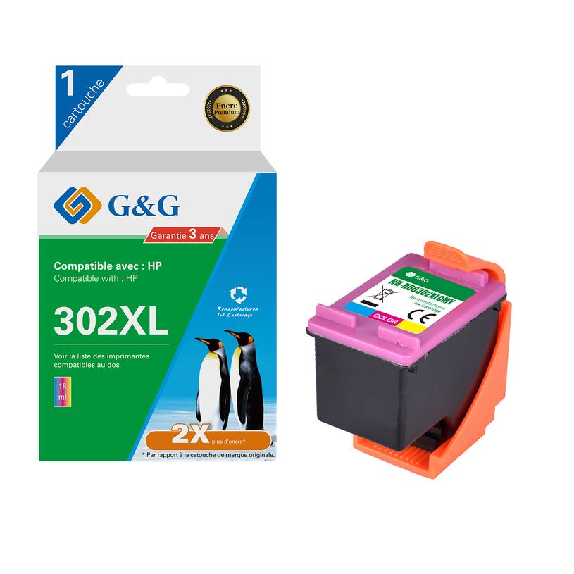 6941881289846-Cartouche remanufacturée HP 302XL - cyan, magenta,jaune - G&G-P_405243061_1-0