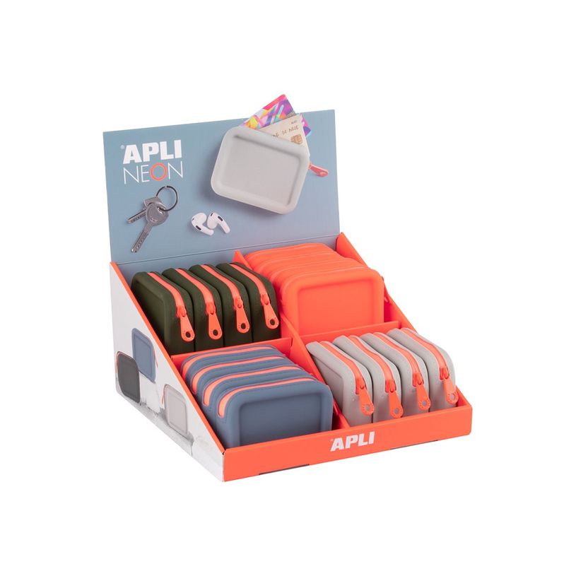 8410782199182-APLI Neon - Set de boîtier de transport - affichage - silicone - bleu gris, gris, orange,-P_405243363_7-1