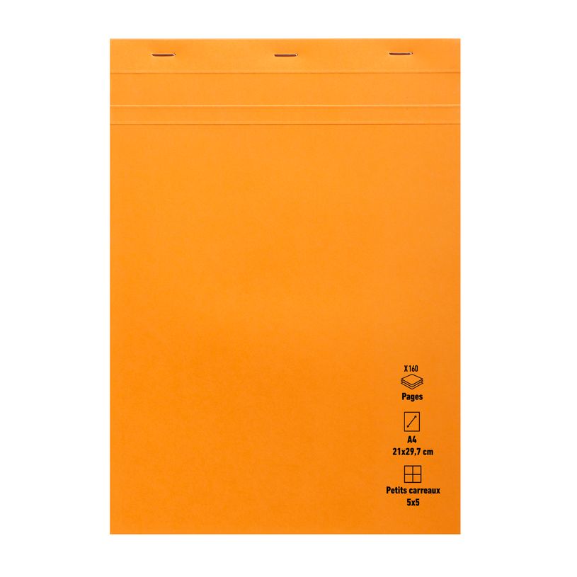3663619221661-Les Prix Mini - Bloc Notes A4 70g 5x5 - Quadrillé - Papier Orange Économique-P_405243544_1-0