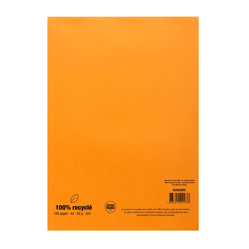 3663619221678-Bloc agrafé Orange recyclé A4 80 feuillets petits carreaux 5x5 80 g/m²-P_405243545_2-1