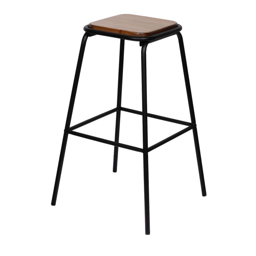 3660141962680-Lot de 2 tabourets hauts OSLO - pieds noirs - assise en bois-P_405243626_1-0