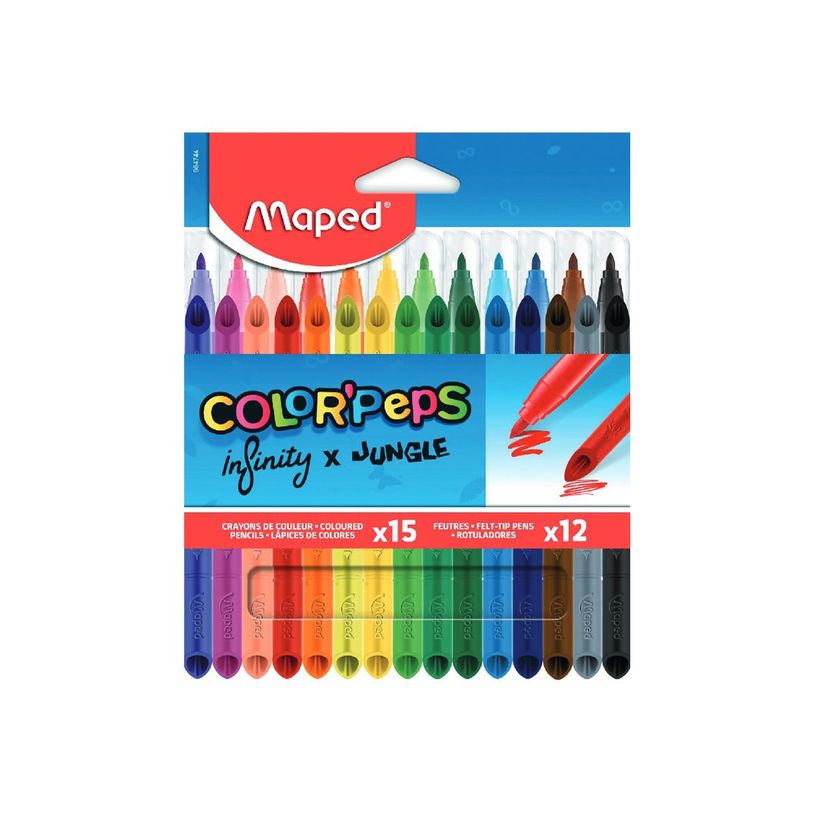 3154149847440-Maped Color'Peps Infinity x Jungle - Jeu de marqueurs et de crayons de couleur - couleurs -P_405243801_2-0