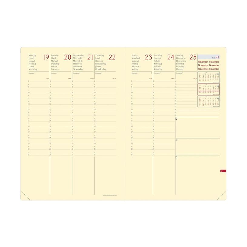3371010512539-Quo Vadis - Agenda Année Civile - MINISTRE PRESTIGE fas Multilingue - Couverture Silk avec élastique - Belu turquoise - 16x24 cm - Semainier - 13 -P_405243963_4-1
