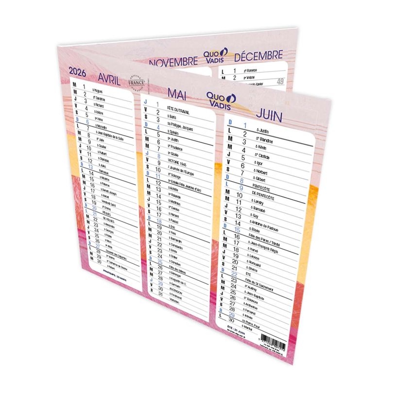 3371010535569-CALENDRIER ORIGAMI FR - Iconique  - 36x18 cm - Quo Vadis--0