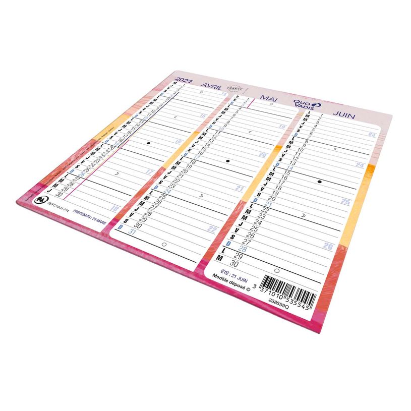 3371010535545-Quo Vadis - Calendrier origami - Français - Fantaisie - Iconique - 12 mois de janvier à décembre - 26x13 cm - Papier Clairefontaine blanc - Fabri--0