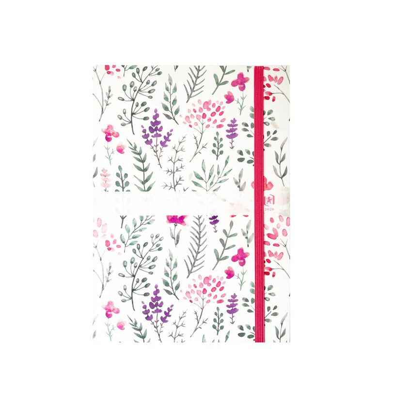 3147280295669-Agenda à élastique Oxford Flowers - 1 jour par page  - 15 x 21  cm - Décor Herbier - Hamelin--0