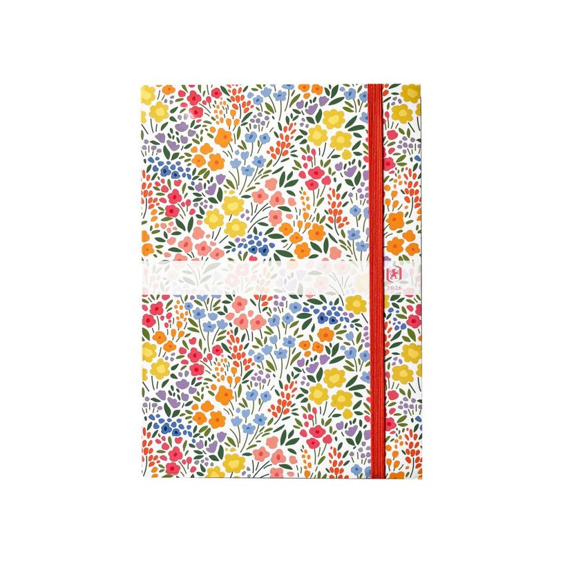 3147280295706-Agenda à élastique Oxford Flowers - 1 jour par page  - 15 x 21  cm - Décor Peps - Hamelin--0