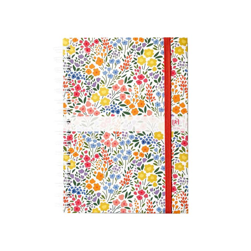3147280295478-Agenda à élastique Oxford Flowers - 1 semaine sur 2 pages - 15 x 21  cm - Décor Peps - Hamelin--0