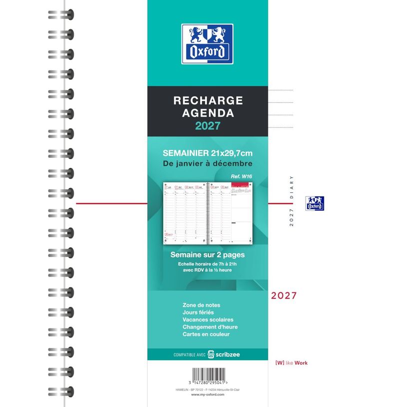 3147280295041-Recharge agenda Oxford intégrale - A4 - 1 semaine sur 2 pages - 128 pages--0