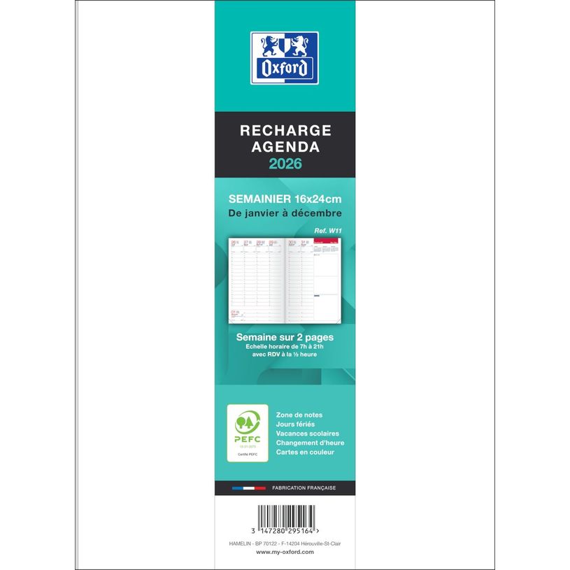 3147280295164-Recharge Agenda Oxford  - 16x24 - 1 semaine sur 2 pages --0