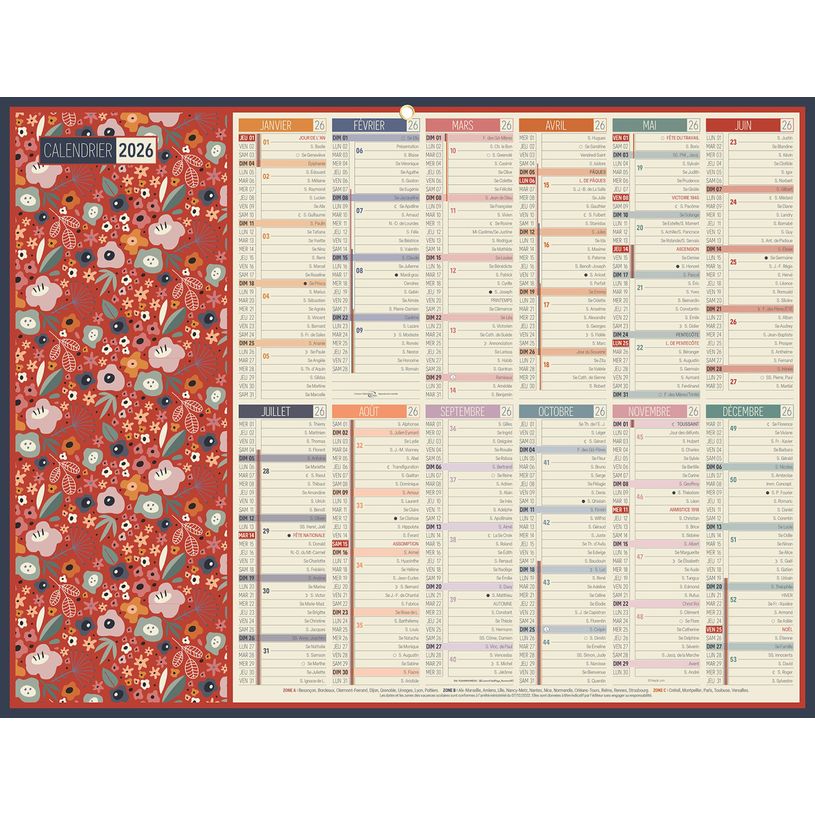 3592930026863-Calendrier bancaire BOUCHUT "Planning Mensuel" 32 x 42 cm Pefc 70 %--0