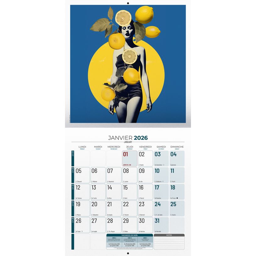 3592930027013-Calendrier illustré BOUCHUT 30 x 30 cm AMBIANCE Pefc 70 %--1