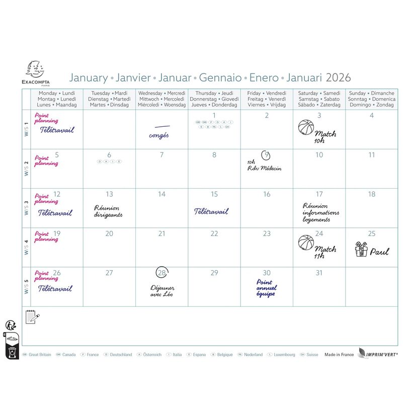 3660942088718-Calendrier mensuel Easycal avec feuillets détachables 24 x 18 cm sur support plaque imprimée Mini Labo 27,5 x 30,5 cm  - disponible dans différentes cou--2