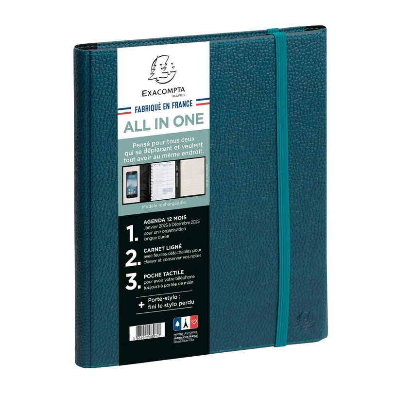 3660942089067-Agenda de bureau Sésame All in One Horizons 20S Visuel spiralé - 1 semaine sur 2 pages  + 1 carnet de notes ligné -15 x 21 cm - Bleu c--0