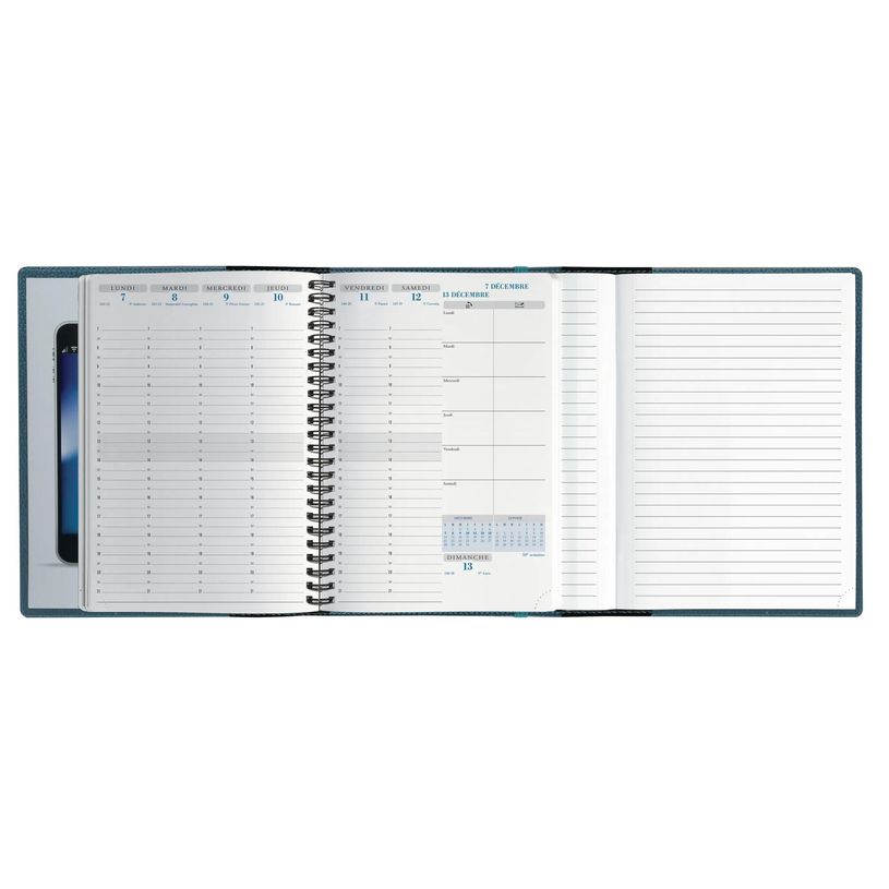 3660942089067-Agenda de bureau Sésame All in One Horizons 20S Visuel spiralé - 1 semaine sur 2 pages  + 1 carnet de notes ligné -15 x 21 cm - Bleu c--4
