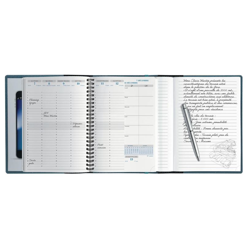 3660942089067-Agenda de bureau Sésame All in One Horizons 20S Visuel spiralé - 1 semaine sur 2 pages  + 1 carnet de notes ligné -15 x 21 cm - Bleu c--6