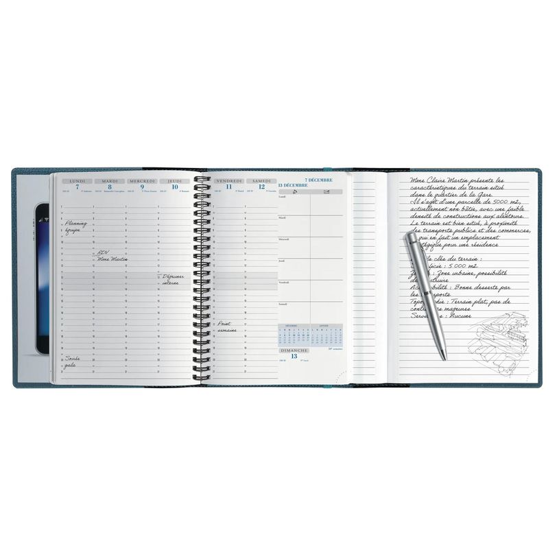 3660942089067-Agenda de bureau Sésame All in One Horizons 20S Visuel spiralé - 1 semaine sur 2 pages  + 1 carnet de notes ligné -15 x 21 cm - Bleu c--2