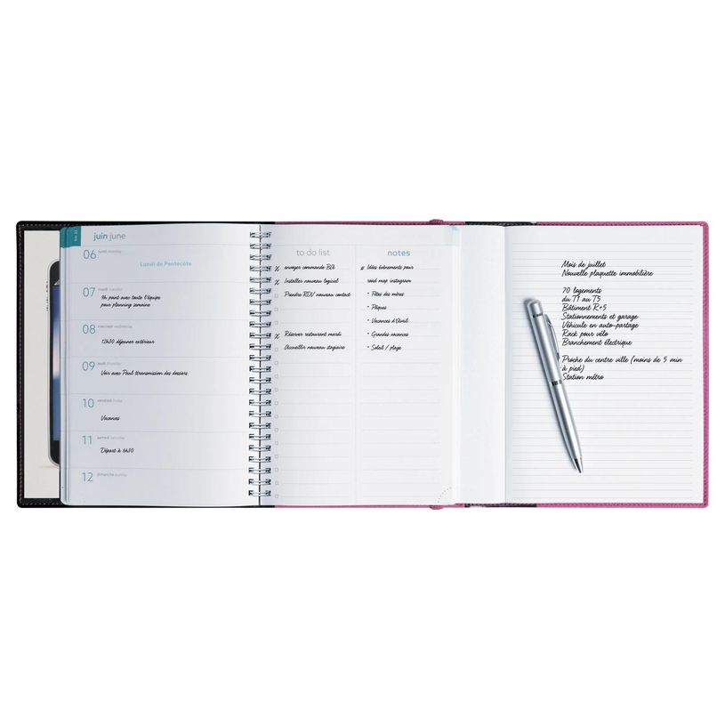 3660942088527-Agenda de bureau Mini Labo All in One EasyTime 21S spiralé - 1 semaine sur 1 page  + 1 carnet de notes ligné -15 x 21 cm ---3