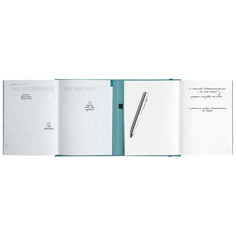 3660942089104-Agenda de bureau Kaa Mini Labo All in 2 EasySlim 21 - 1 mois sur 2 pages + 1 carnet de notes ligné -15 x 21 cm ---2