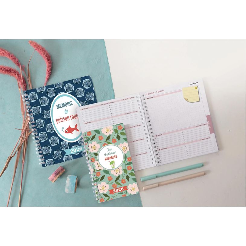 3660942089012-Agenda de poche Dodo & Cath Lady 16S spiralé - 1 semaine sur 2 pages - 9 x 16 cm - Débordée - Exacom--2