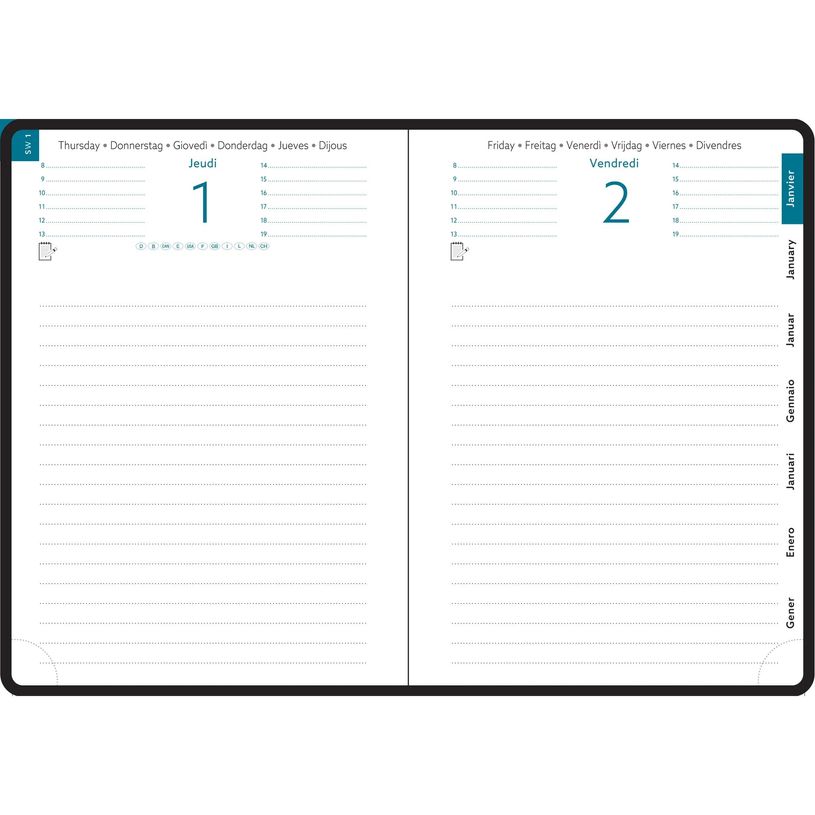 3660942088121-Agenda de bureau Ondine Easyday 21 - 1 jour par page - 15 x 21 cm - disponible dans différentes couleu--3