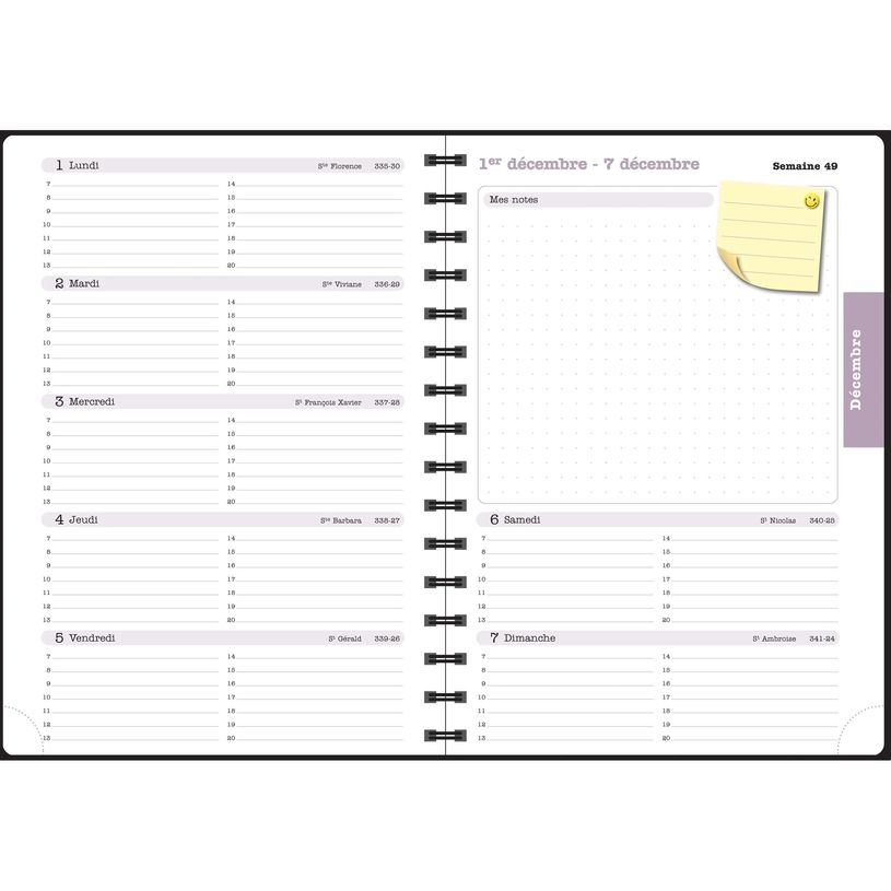 3660942088442-Agenda de bureau Sophie Adde Lady 20S spiralé - 1 semaine sur 2 pages - 15 x 21 cm - Fleurs - Exacompt--6