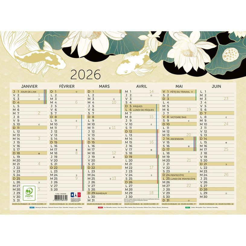3660942089340-Calendrier illustré Japon - 6 mois par face - 29,5 x 22 cm - Exacompta--1