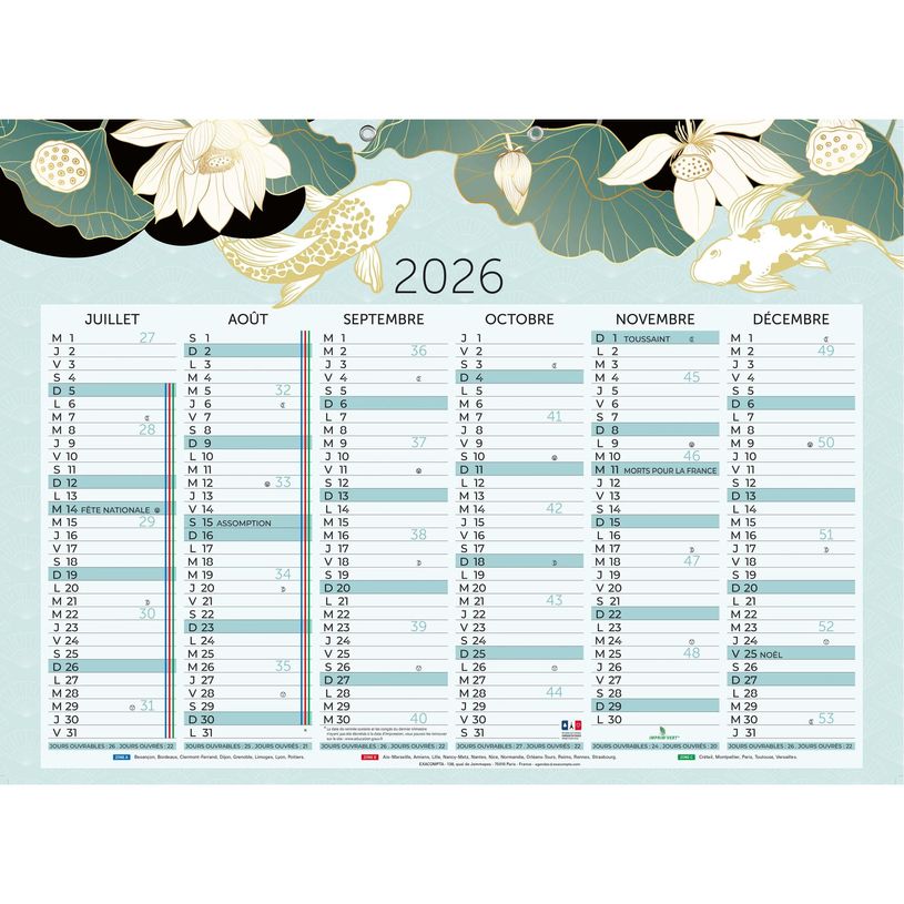 3660942089333-Calendrier illustré Japon - 6 mois par face - 55 x 40,5 cm - Exacompta--1