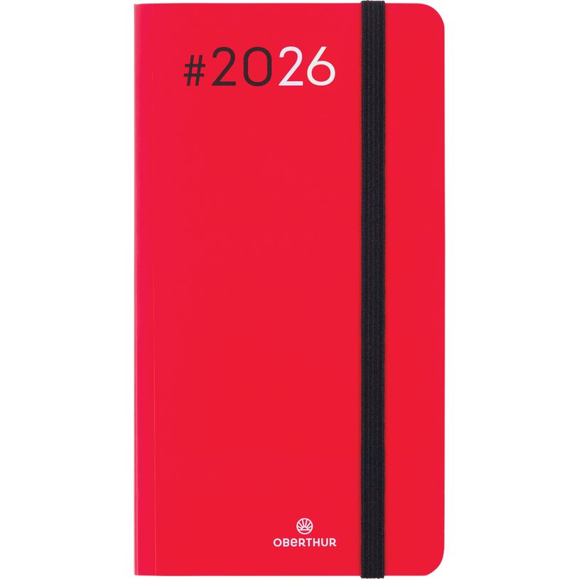 3664447206042-Oberthur Néa Flex 16 Pocket - Agenda - semainier - 89 x 165 mm - papier blanc - couverture rouge (pack--0