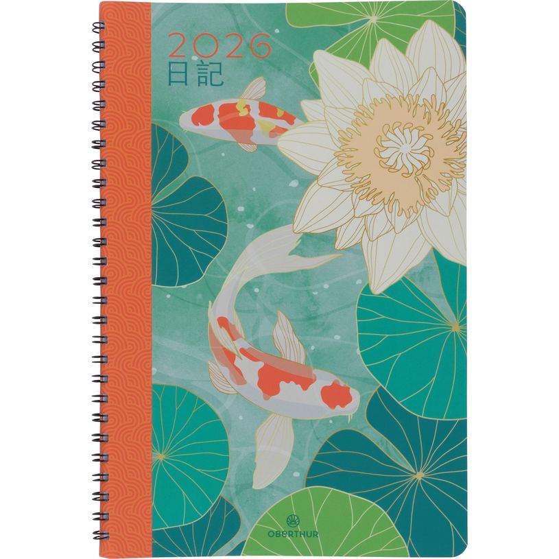 3664447211978-Agenda spiralé Tokyo - 1 semaine sur 2 pages - 17 x 24,5 cm - poissons - Oberthur--0