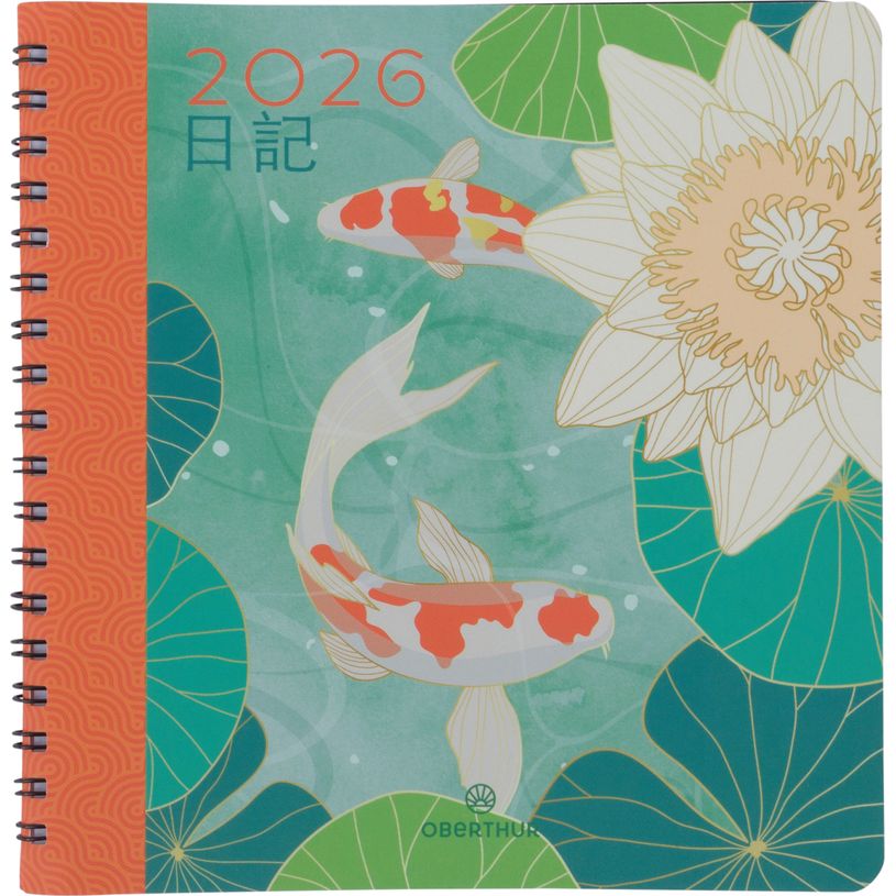 3664447211985-Agenda spiralé Tokyo - 1 semaine sur 2 pages - 16,5 x 16,5 cm - poissons - Oberthur--0