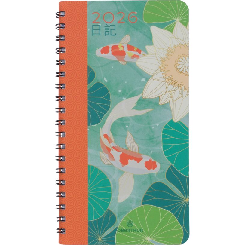 3664447211992-Agenda de poche spiralé Tokyo - 1 semaine sur 2 pages - 9,5 x 17 cm - poissons - Oberthur--0