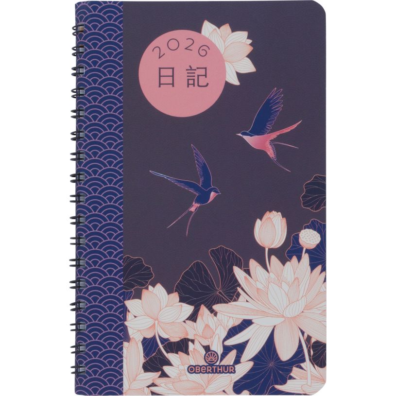 3664447205335-Agenda de poche spiralé Tokyo - 1 semaine sur 2 pages - 10 x 15 cm - fleurs - Oberthur--0