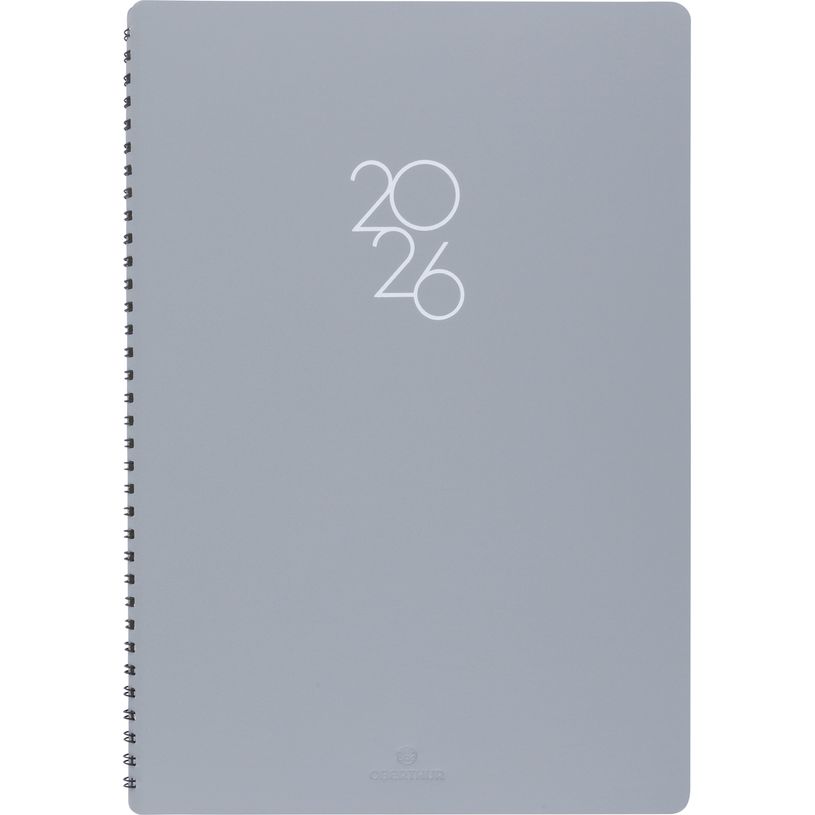 3664447208688-Agenda à spirale Portland - 1 semaine sur 2 pages - 22 x 30 cm - gris - Oberthur--0