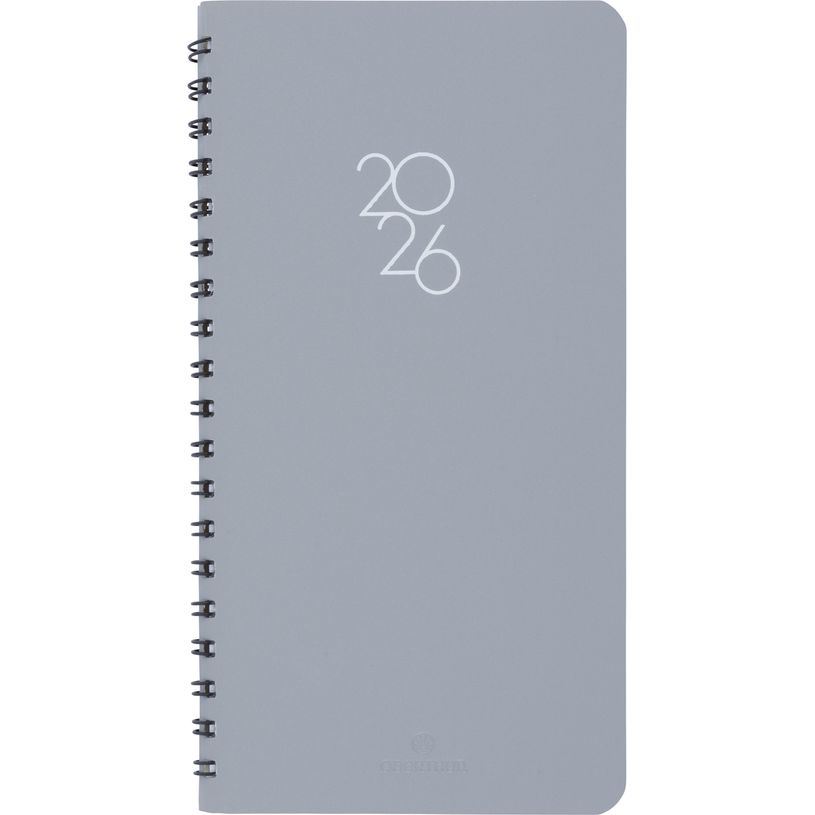 3664447208787-Agenda à spirale Portland - 1 semaine sur 2 pages - 9,5 x 17,5 cm - gris - Oberthur--0