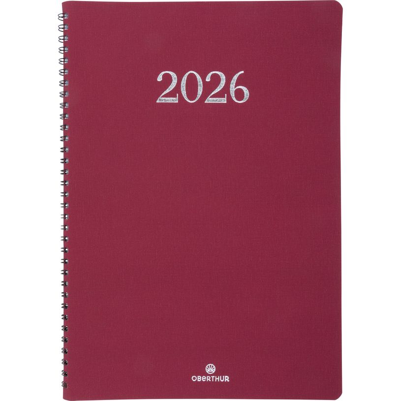 3664447208381-Agenda spiralé Galway - 1 semaine sur 2 pages - 22 x 30,7 cm - bordeaux - Oberthur--0