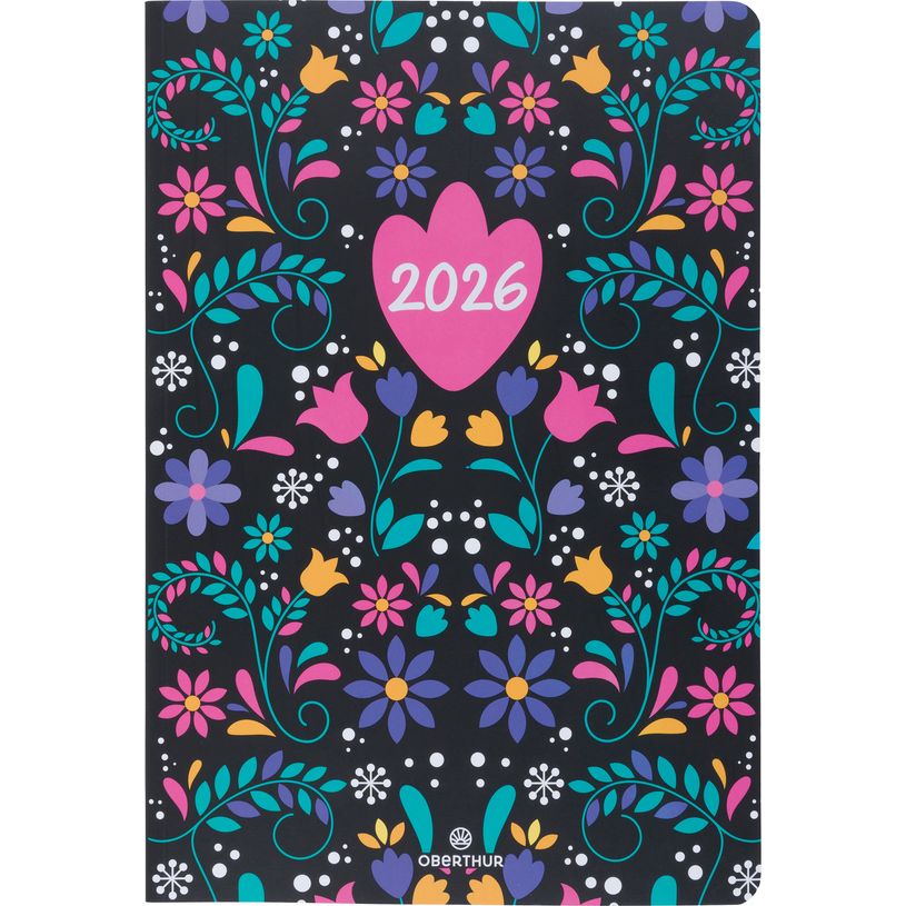 3664447211879-Agenda Lima - 1 semaine sur 2 pages - 17 x 24,5 cm - noir - Oberthur--0