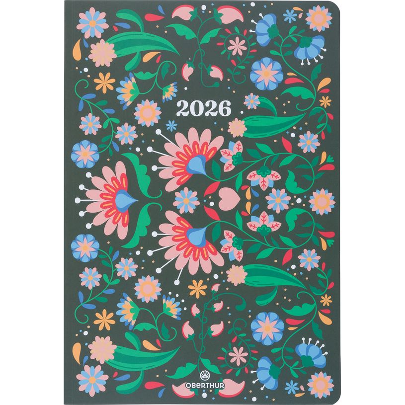 3664447211886-Agenda Lima - 1 semaine sur 2 pages - 17 x 24,5 cm - vert - Oberthur--0