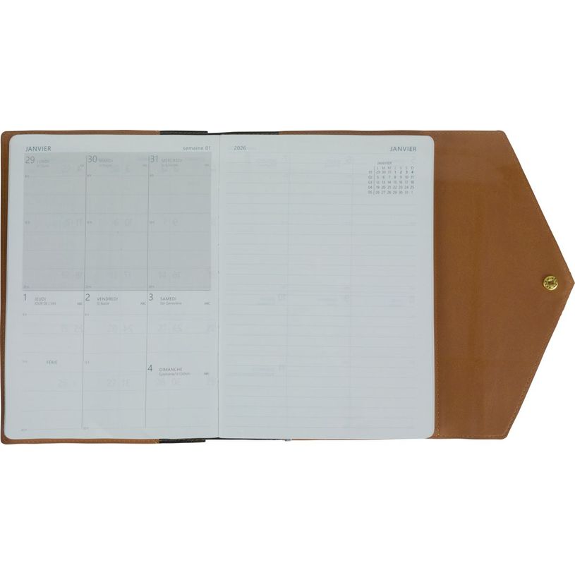 3664447212142-Agenda Naples - la semaine sur 1 page et 1 page de note - 15,5 x 21,5 cm - noisette - Oberthur--1