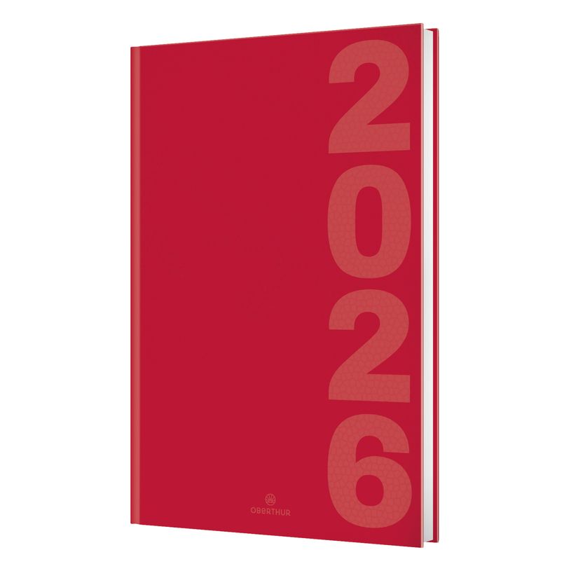 3664447211558-Agenda Dublin - 1 semaine sur 2 pages - 17 x 24,5 cm - rouge - Oberthur--0