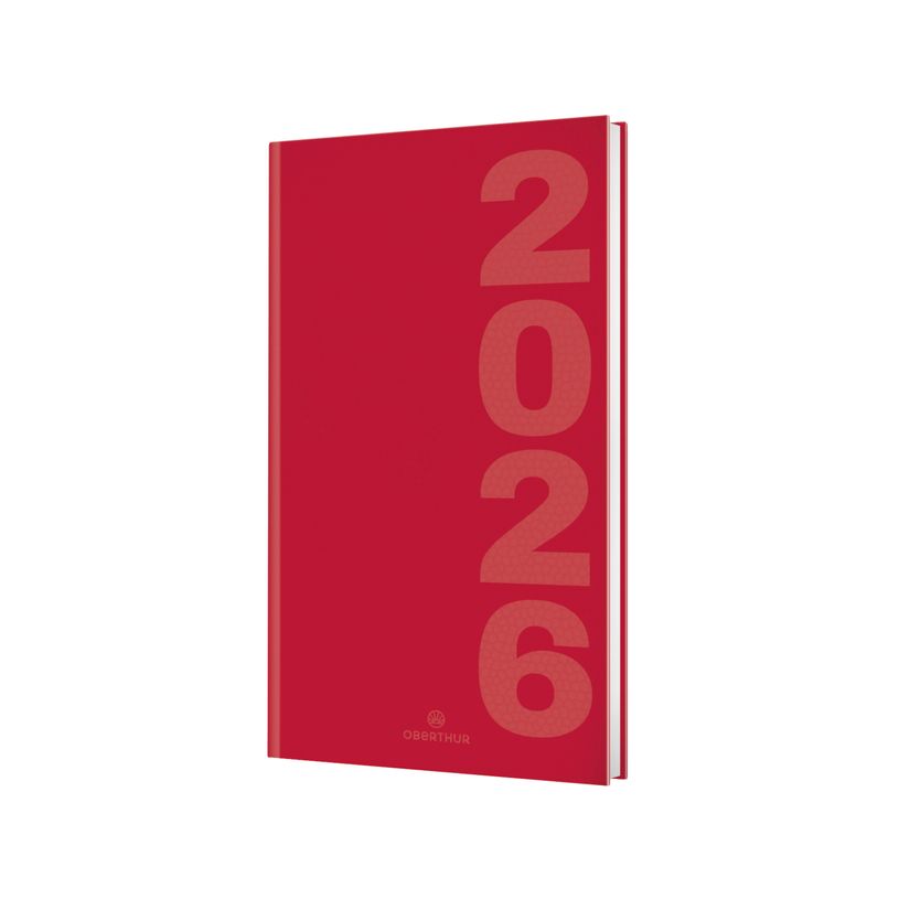 3664447211589-Agenda Dublin - 1 semaine sur 2 pages - 9,5 x 17,5 cm - rouge - Oberthur--0