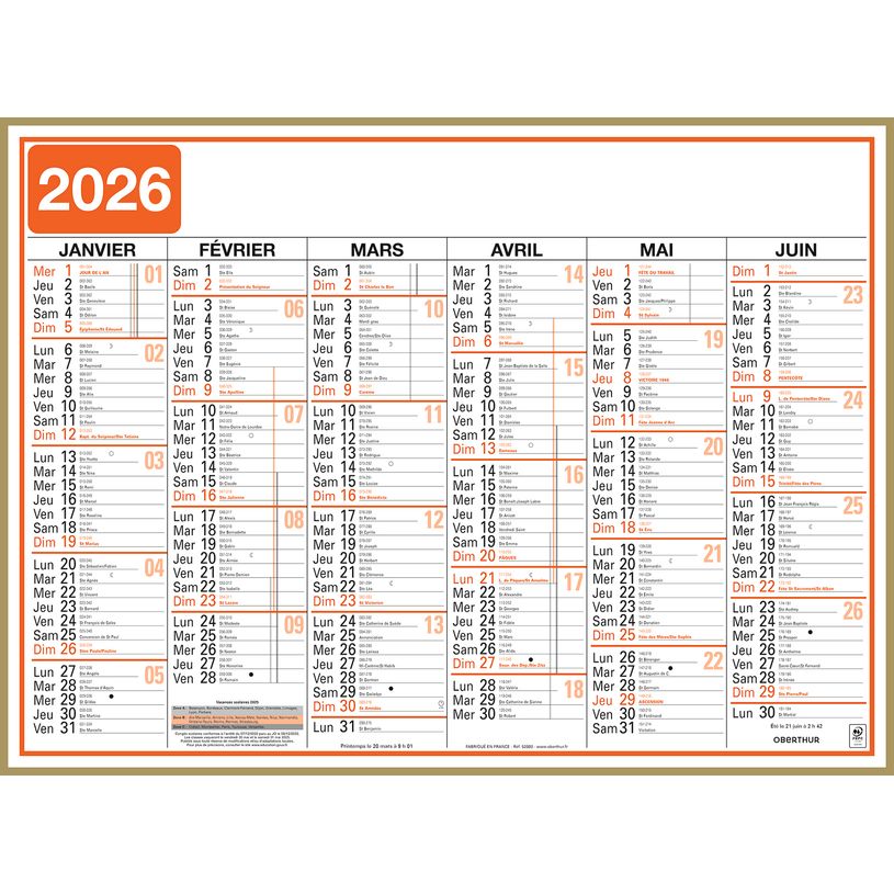 3664447209494-Oberthur Classique - Planificateur - fixation murale - 2015 - visualisation de 6 mois - 520 x 405 mm - --0