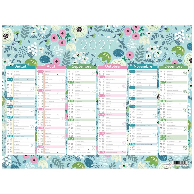 3664447227580-Calendrier Motifs - 6 mois par face - 40,5 x 55 cm - Oberthur--1