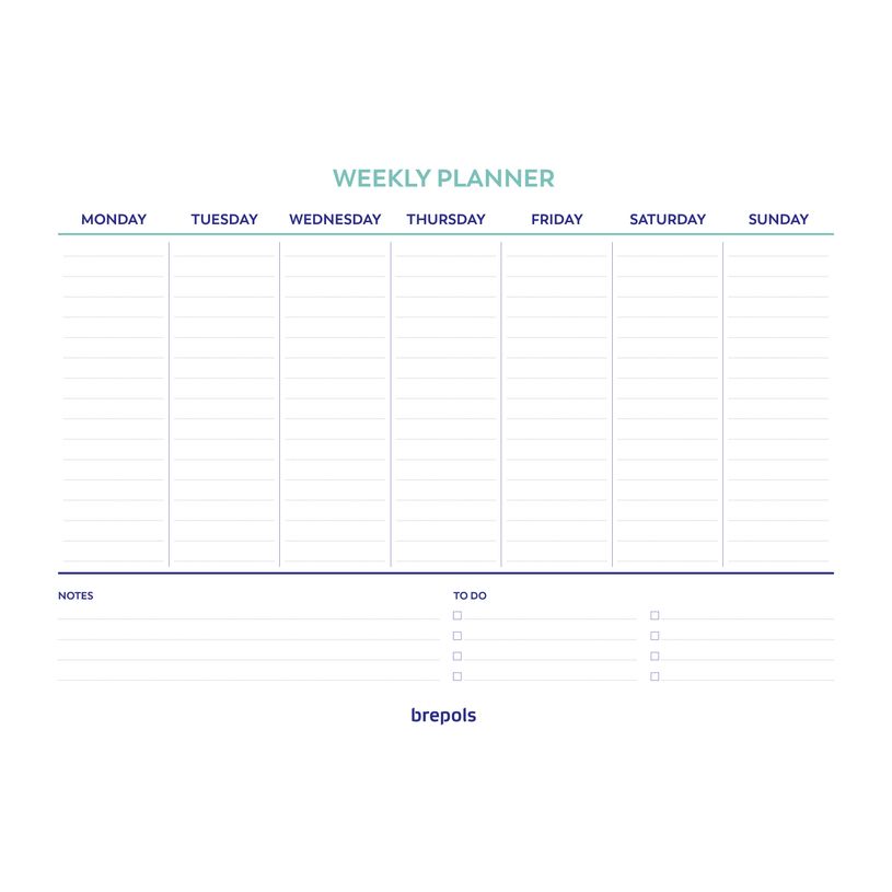 5412303385282-Planificateur semainier non daté – format 29,7 x 21 cm – NOUVEAU – Brepols--0