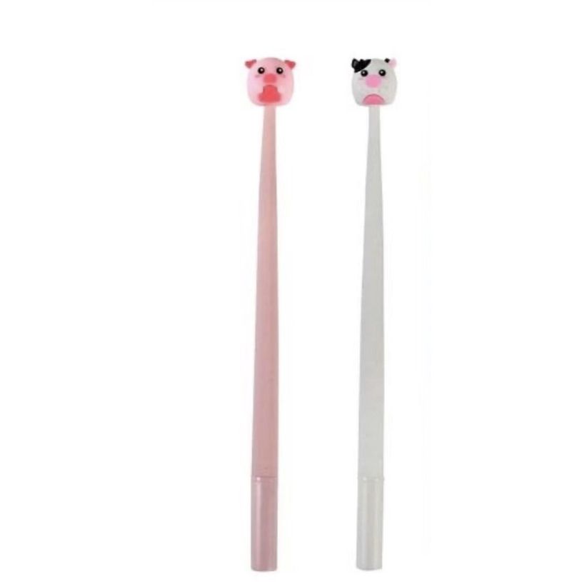 8059037072766-iTotal – Lot de 2 Stylos Gel Flexibles à Secouer 0,5 mm - “PIGGY” et “COW” - Encre Bleue - (--0
