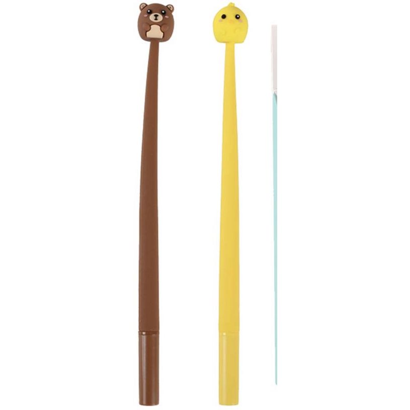 8059037072773-iTotal – Set de 2 Stylos Gel Flexibles à Secouer 0,5 mm - “OURS” et “PIO PIO” - Encre Bleue --0