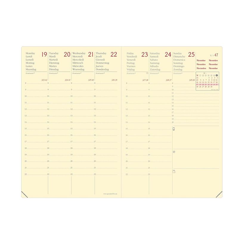 3371010512492-Quo Vadis - Agenda Année Civile - AFFAIRES PRESTIGE fas Multilingue - Couverture Silk avec élastique - - Bleu turquoise - 10x15 cm  Semainier - 13 -P_405244013_2-1