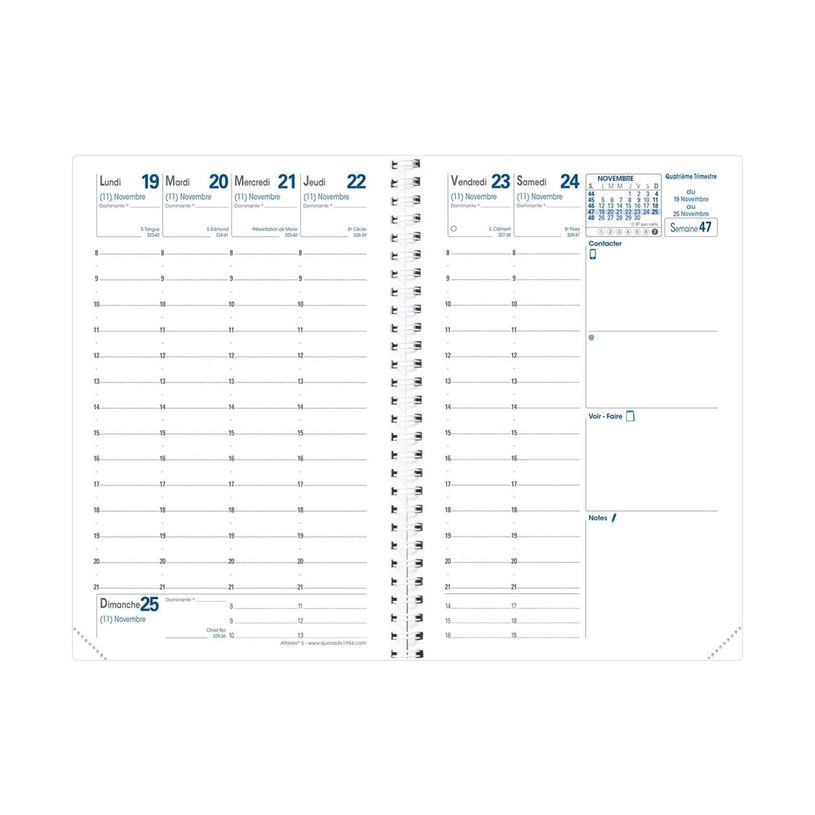 3371010514014-Quo Vadis - Agenda - Spiralé avec répertoire - Affaires S - Semainier Planning - Français - Impala - Rouge - 14 mois de d-P_405244020_3-2